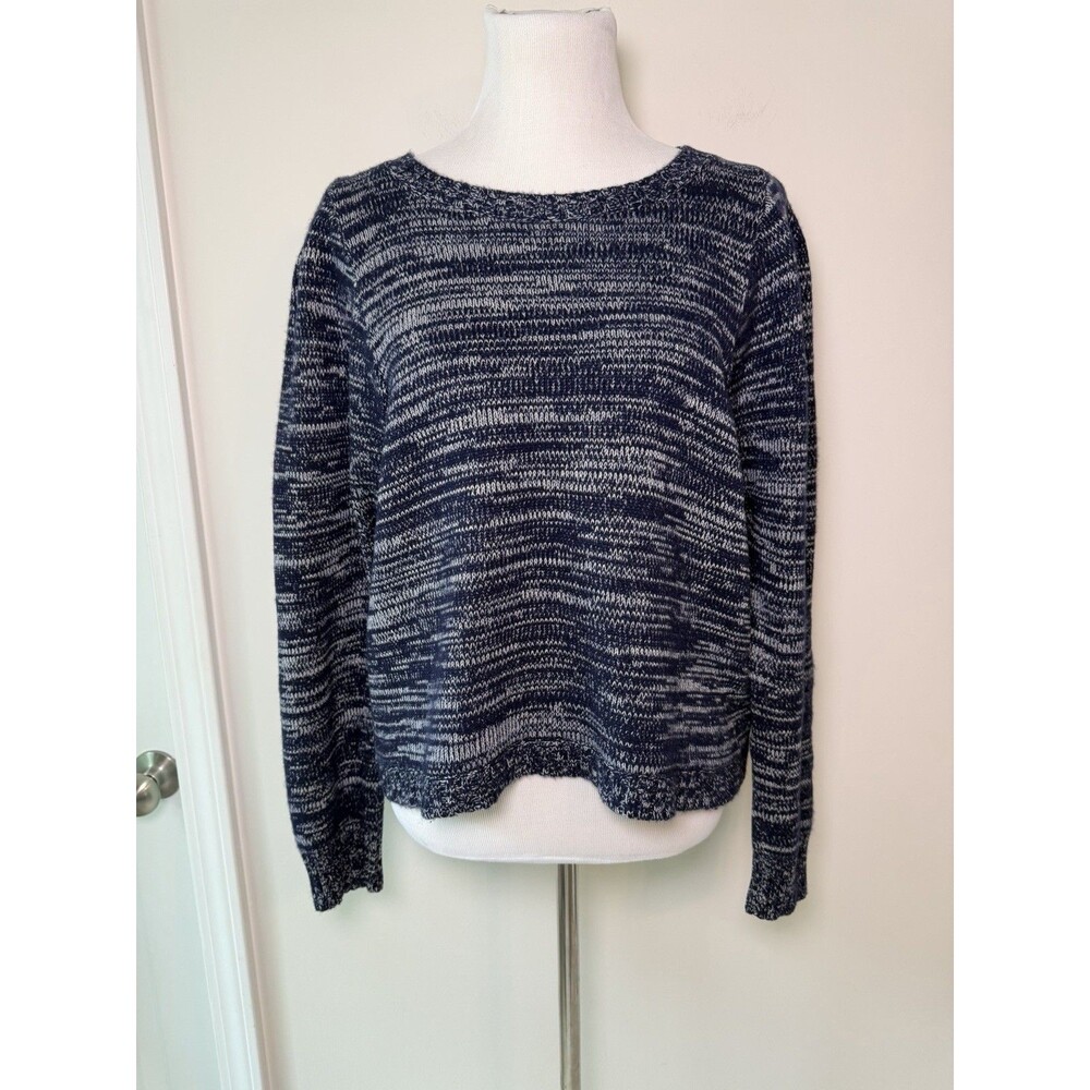 J Crew Italian Cashmere Knit Sweater Women’s XL Heathered Blue Classic Preppy